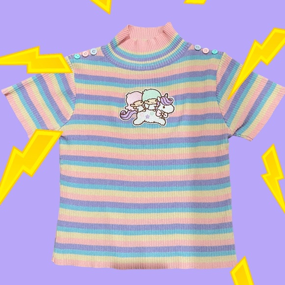 Custom LITTLE TWIN STARS rainbow pastel knit top - Picture 8 of 8